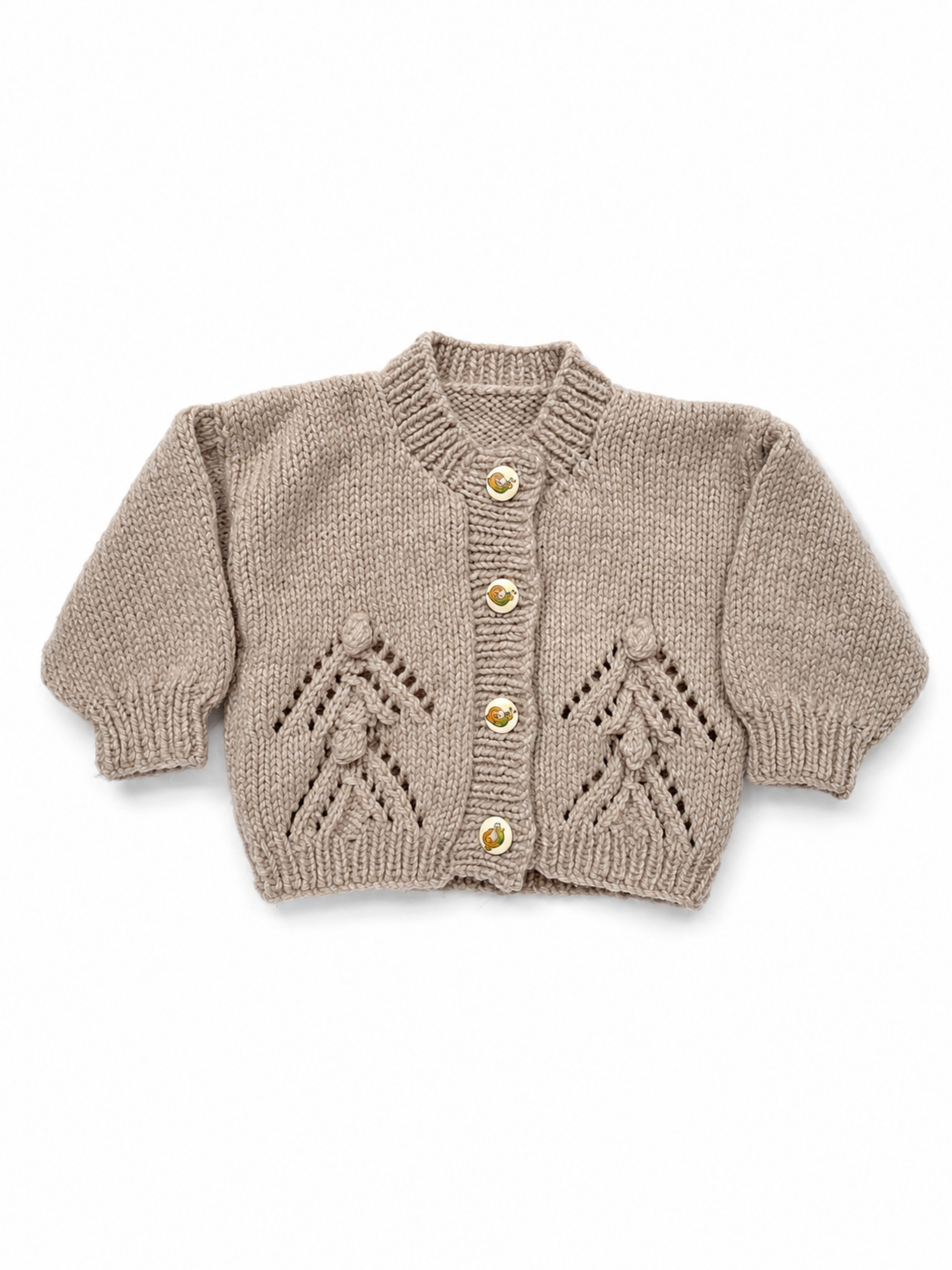 Beige Snail Button Cardigan 0-3 Months