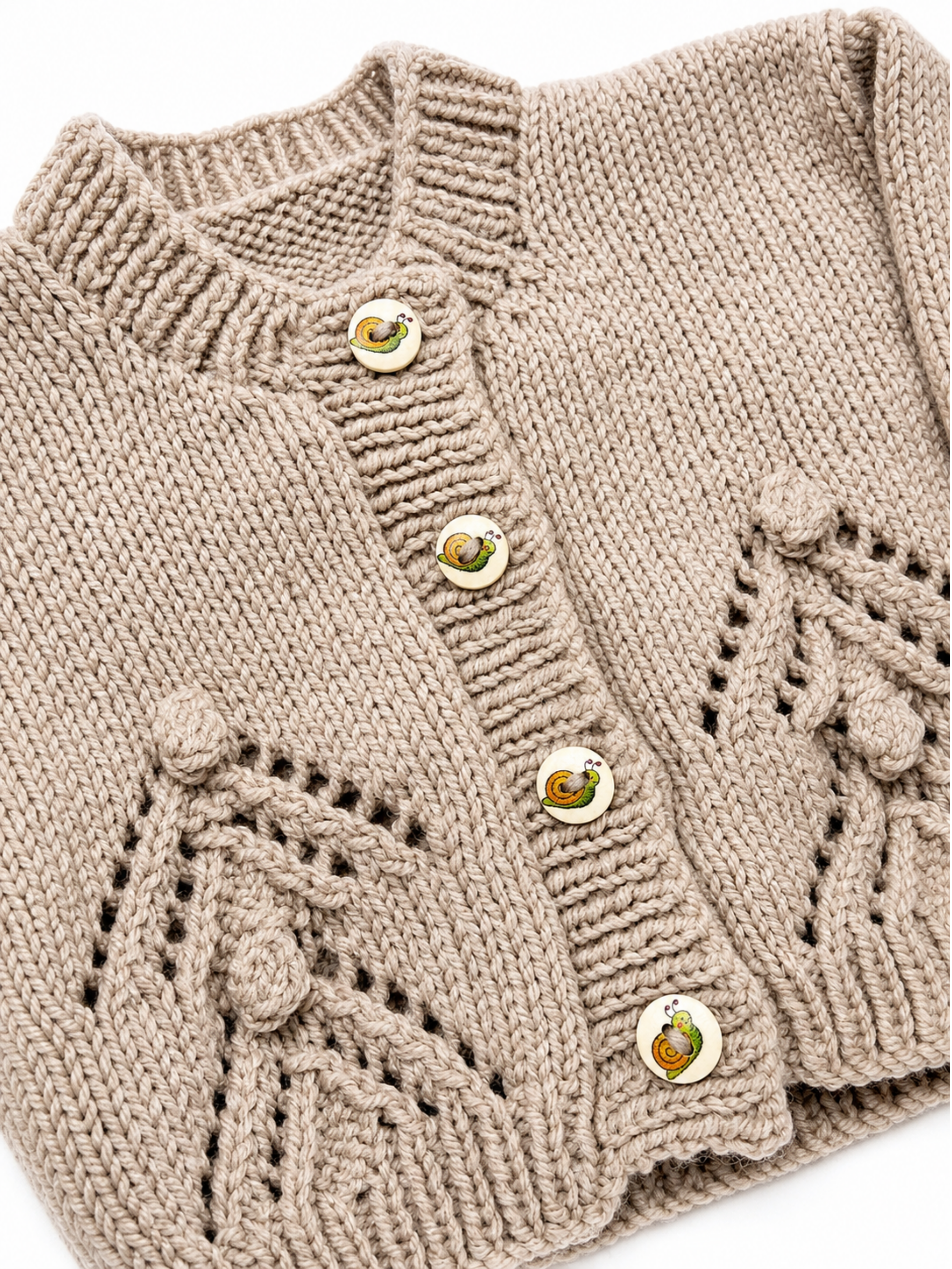 Beige Snail Button Cardigan 0-3 Months