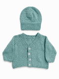 Teal Textured Cardigan and Hat 0-3 Months