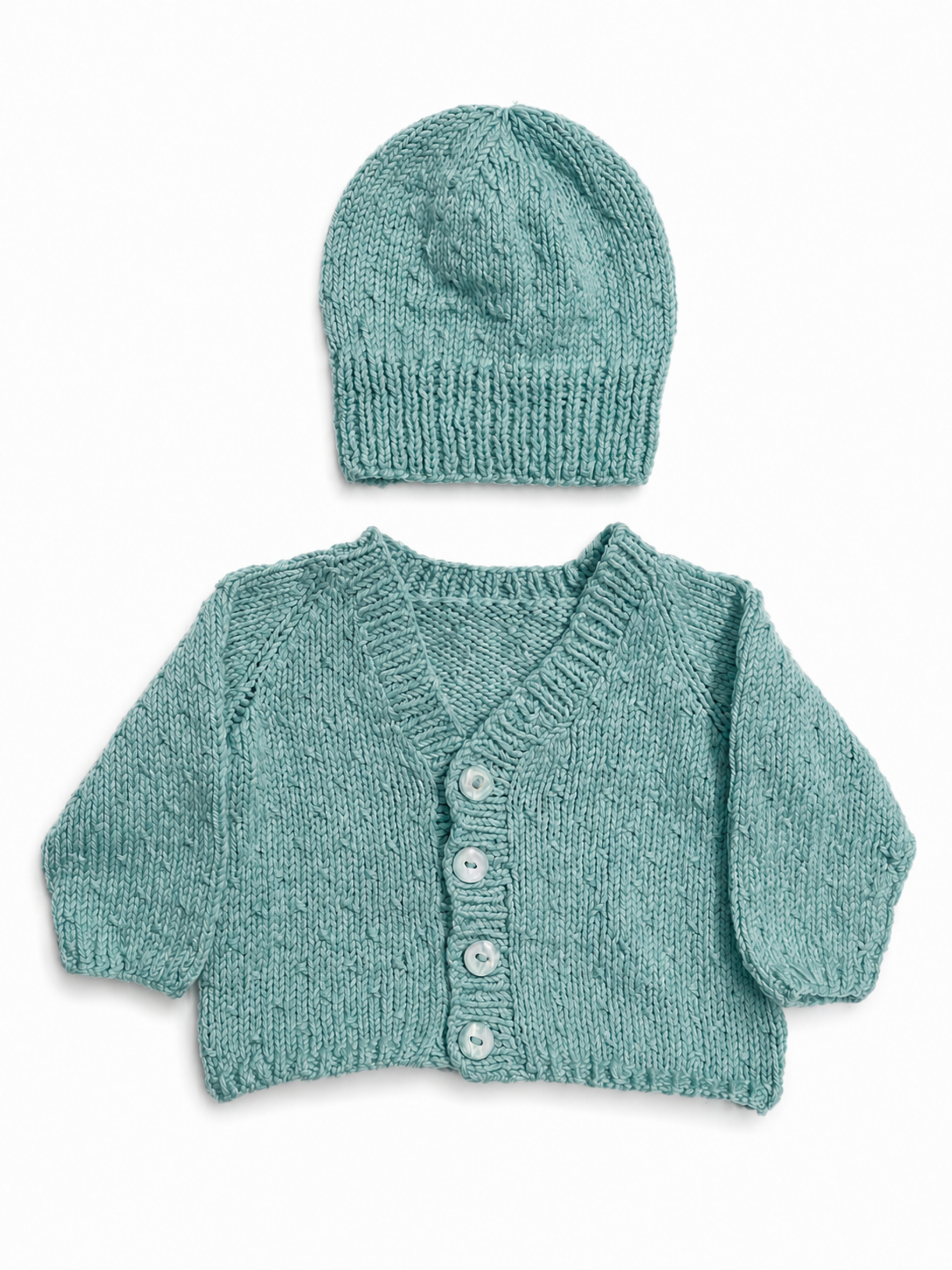 Teal Textured Cardigan and Hat 0-3 Months