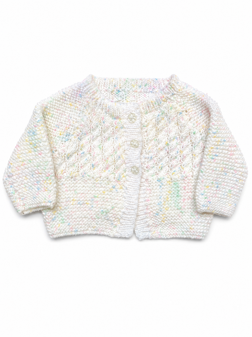 White Pastel Fleck Cardigan 0-3 Months