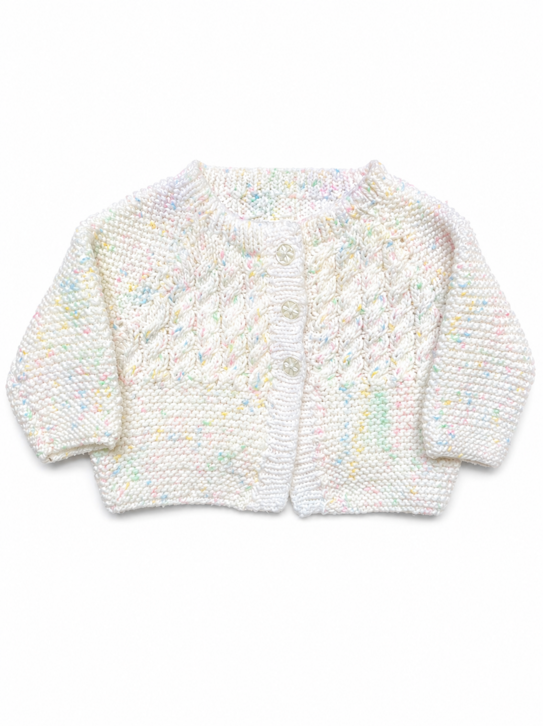 White Pastel Fleck Cardigan 0-3 Months