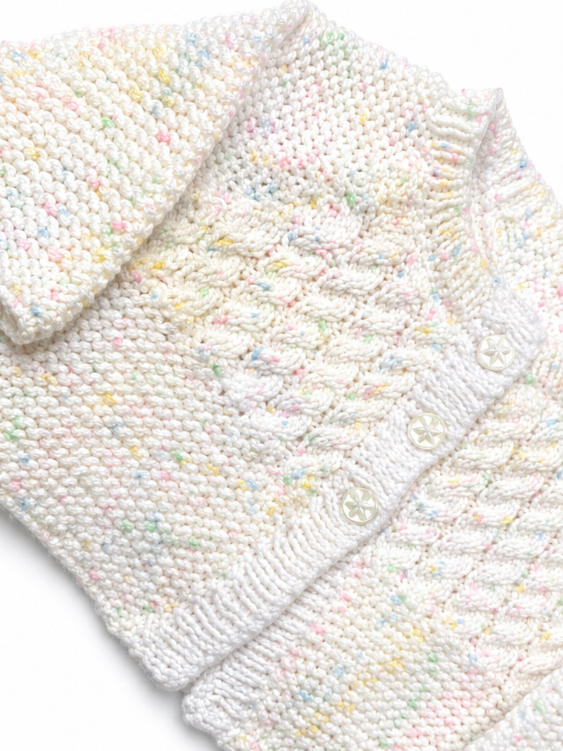 White Pastel Fleck Cardigan 0-3 Months