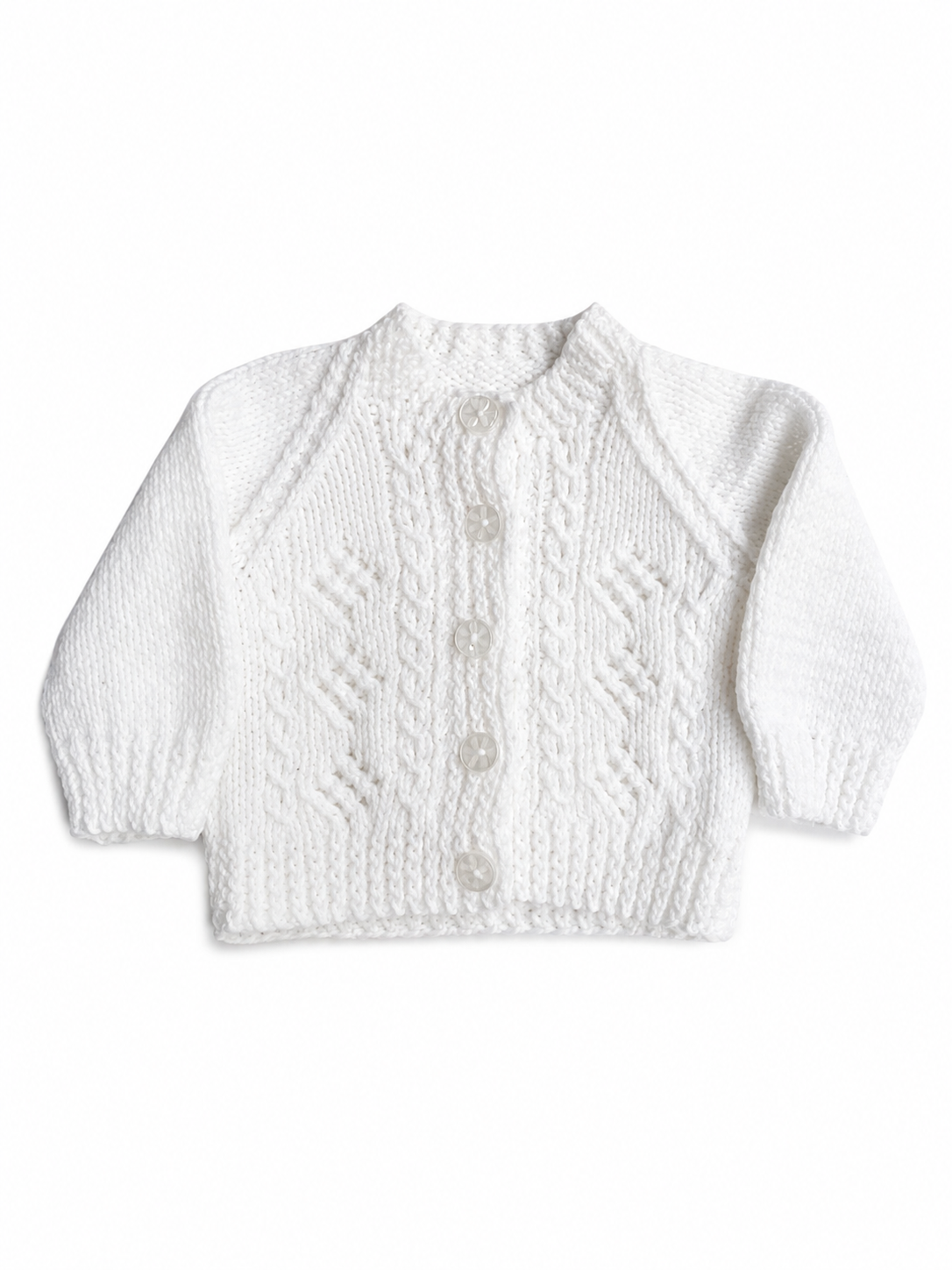 White Cable and Lace knit Cardigan 0-3 Months