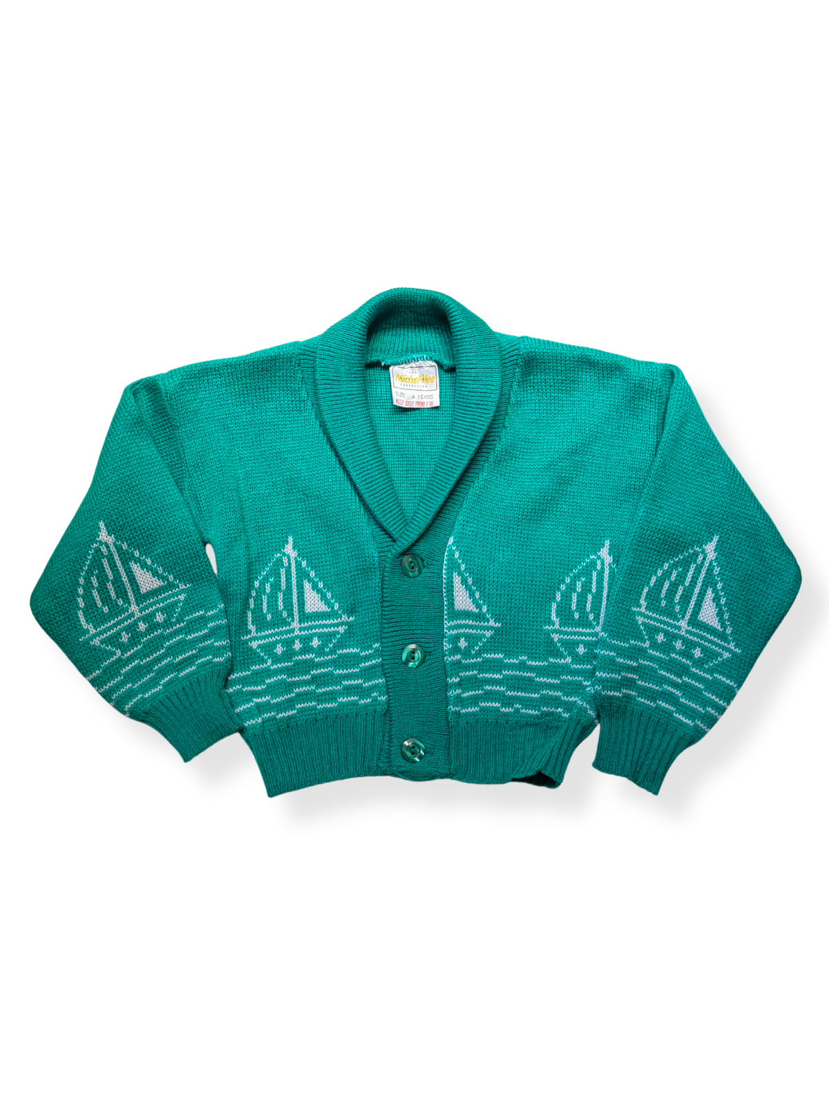 Vintage Sail Boat Cardigan 4-5 Years